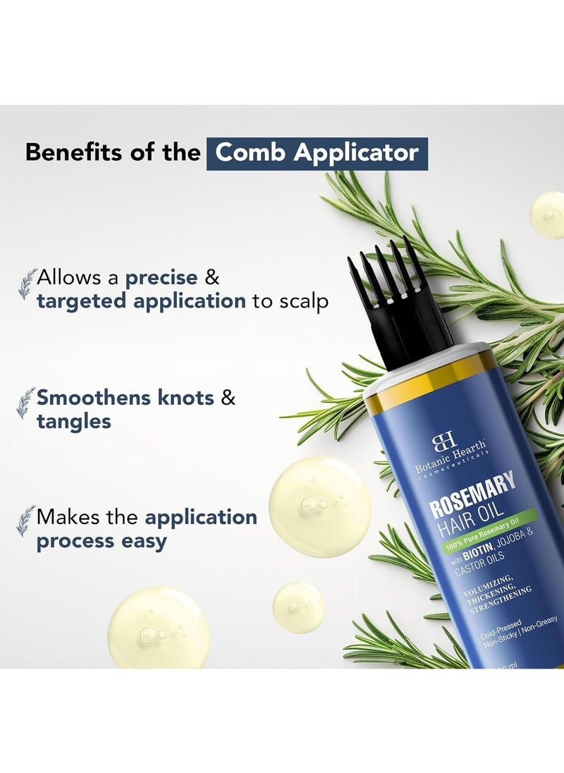 Botanic Hearth - Botanic Hearth 100% Pure Rosemary Oil for Hair Growth | Controls Hair 
Fall, Promotes New Hair Growth | Hair Strengthening Treatment for Healthy 
Nourished Hair | 150 ml - Image 1