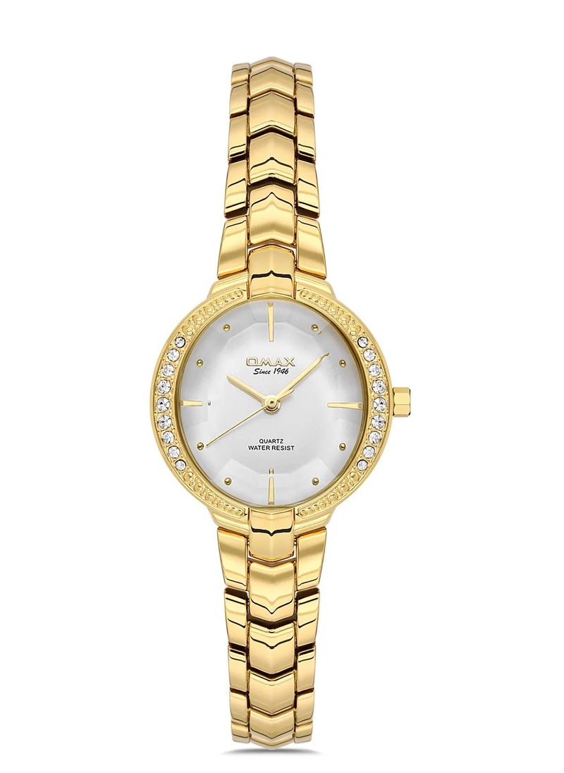 OMAX - Omax Women's Gold Luxury Wrist Watch, Watches for Women, Stainless Watches, Luxury Steel Band, White Oval Dial, Waterproof Watch, 1 Year Warranty - Image 1