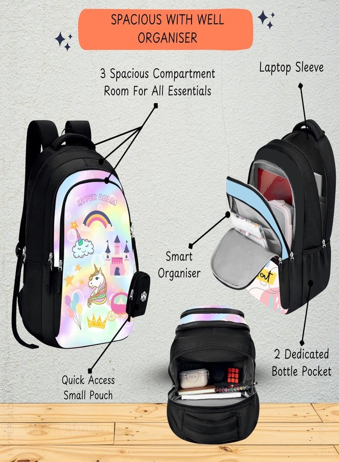 Hyper Adam 35L Rainbow Patel Latest And Trendy Stylish Waterproof College/Casual/School Bag/Backpack For Kids, Boys, Girls, Men And Women | For Everyday Use Extra Pouch Included - Image 2