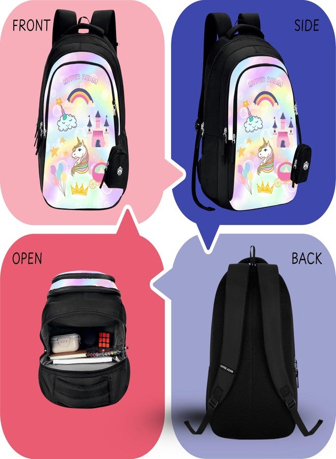 Hyper Adam 35L Rainbow Patel Latest And Trendy Stylish Waterproof College/Casual/School Bag/Backpack For Kids, Boys, Girls, Men And Women | For Everyday Use Extra Pouch Included - Image 5