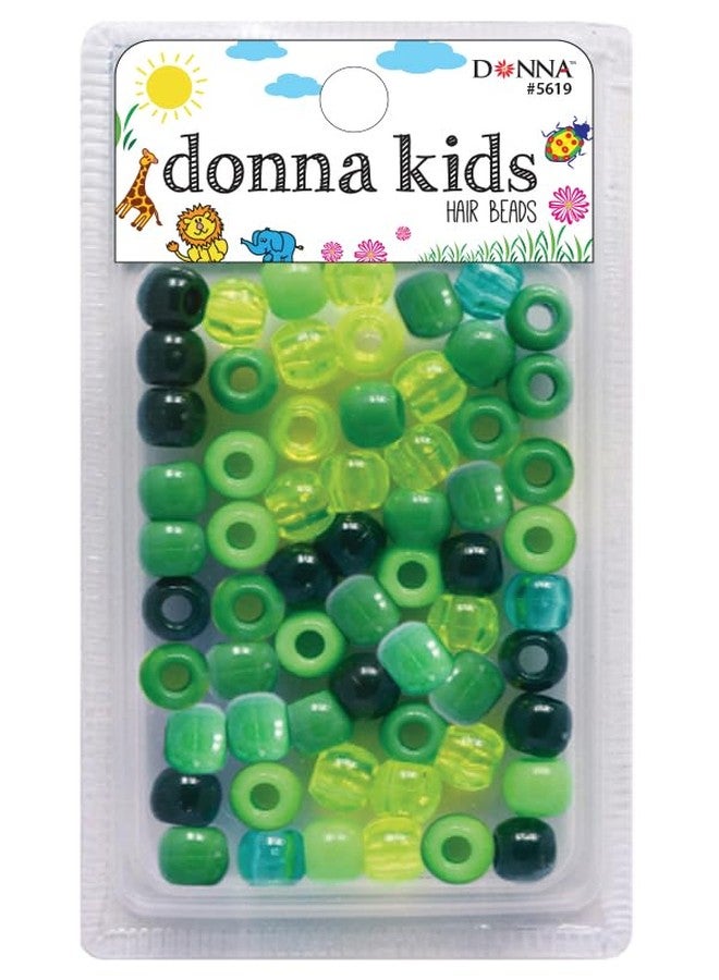 DONNA Medium Plastic Hair Beads, DIY Braiding Beads for Kids Hair Braids, 1PC Green Mix Color