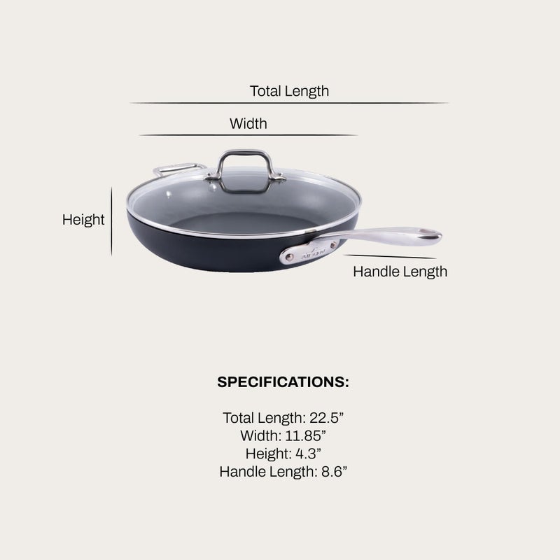All-Clad HA1 Expert Nonstick 12-Inch Chef's Frying Pan with Tempered Glass Lid, Stay-Cool Ergonomic Handle, Dishwasher-Friendly, Oven-Safe Up to 350Â°F, Induction, Compatible with All Cooktops, Black - Image 2