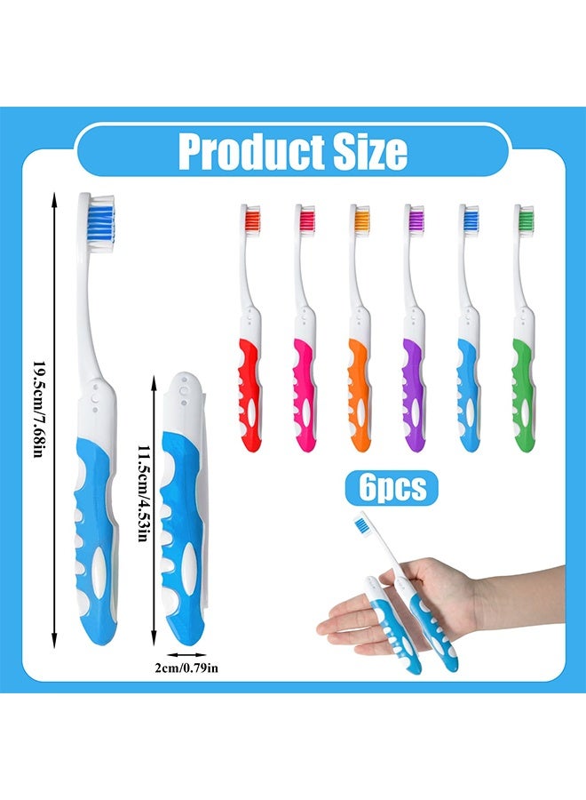 6 Pcs Multicolor Mini Foldable Travel Toothbrush Set, Portable Compact Travel Size Toothbrushes in 6 Colors, Universal Fit for Adults & Children, Ideal for Travel, Daily Use & Business Trips - Image 2