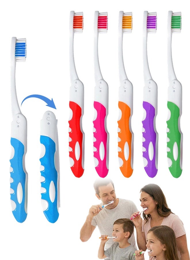 6 Pcs Multicolor Mini Foldable Travel Toothbrush Set, Portable Compact Travel Size Toothbrushes in 6 Colors, Universal Fit for Adults & Children, Ideal for Travel, Daily Use & Business Trips - Image 1