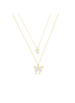 S925 Silver Butterfly Necklace Elegant Double Layer GOLD