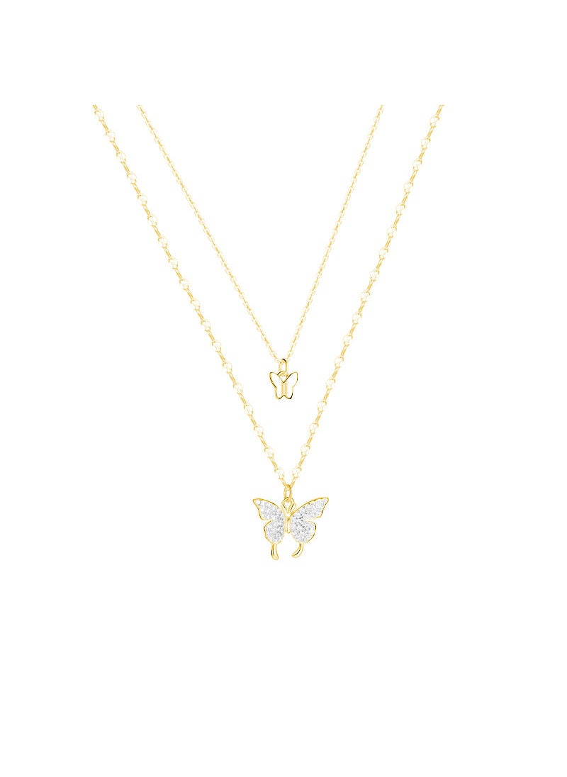 Generic - S925 Silver Butterfly Necklace Elegant Double Layer GOLD - Image 1
