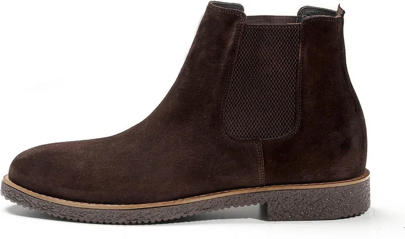 Dark Brown Men's Suede Flat Boots