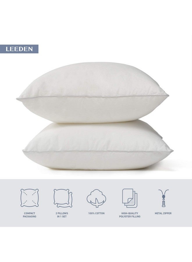 Leeden 18 x 18 Pillow Inserts (Set of 2) - Throw Pillow Inserts with 100% Cotton Cover - 18 Inch Square Interior Sofa Pillow Inserts - Decorative Pillow Insert Pair - White Couch Pillow - Image 4