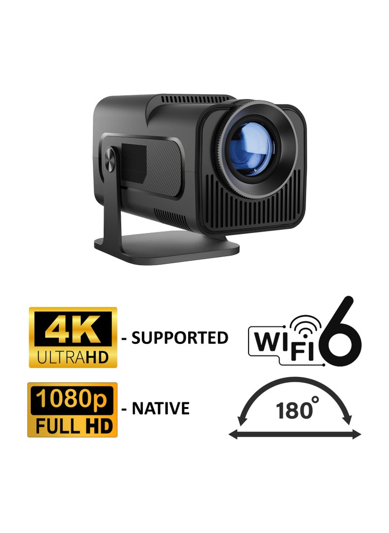Toshonics - 4K HD Smart Projector: Android 11, 390 ANSI Lumens, 1080P, 180° Rotating Screen, WiFi 6, Bluetooth 5.0 - Image 1