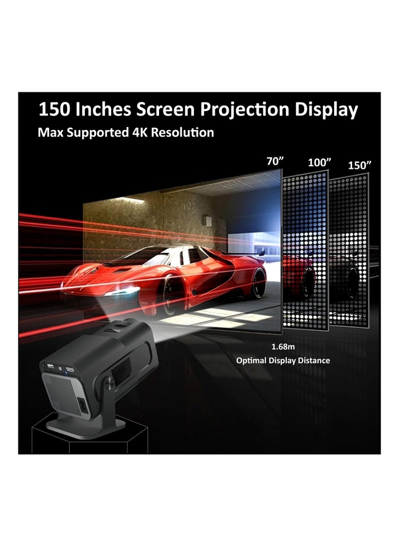 Toshonics - 4K HD Smart Projector: Android 11, 390 ANSI Lumens, 1080P, 180° Rotating Screen, WiFi 6, Bluetooth 5.0 - Image 1