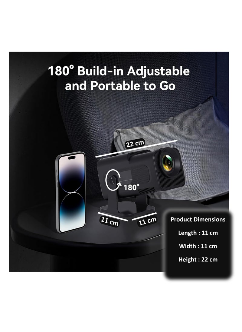 Toshonics - 4K HD Smart Projector: Android 11, 390 ANSI Lumens, 1080P, 180° Rotating Screen, WiFi 6, Bluetooth 5.0 - Image 1