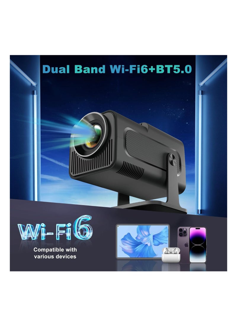 Toshonics - 4K HD Smart Projector: Android 11, 390 ANSI Lumens, 1080P, 180° Rotating Screen, WiFi 6, Bluetooth 5.0 - Image 1