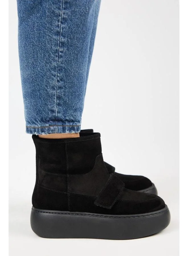 Manijero  Ember Women's Real Leather Cracked-Sole Fur-Lined Black Boot. for Women | Best Price UAE