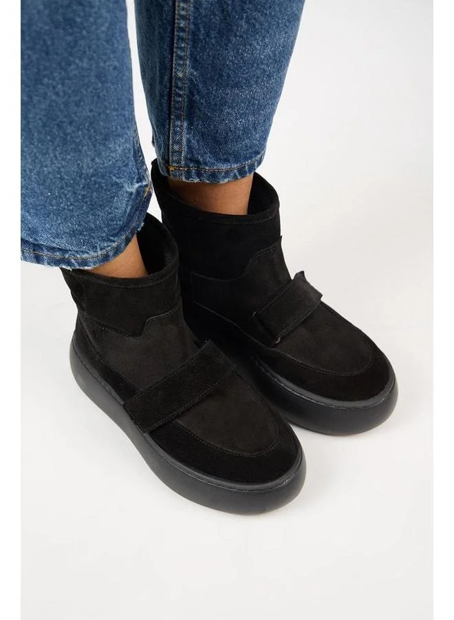 Manijero  Ember Women's Real Leather Cracked-Sole Fur-Lined Black Boot. for Women | Best Price UAE