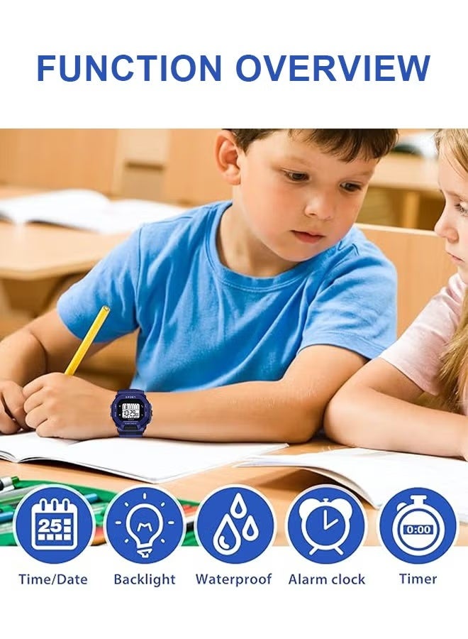 4pcs Kids Watch Boys Girls,Multifunctional Waterproof Watch For Kids,Digital Watch For Timing（Grey Blue White Green） - Image 2