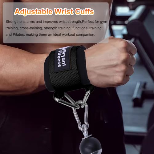 J Bryant Fitness Wrist Cuffs for Cable Machines – Heavy Duty Adjustable Wrist Straps with 7mm Neoprene Padding for Strength Training, Pull Exercises, and Forearm Support (Black, Medium) - Image 5