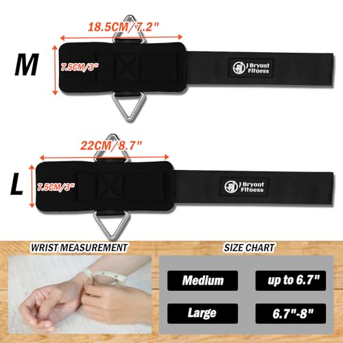 J Bryant Fitness Wrist Cuffs for Cable Machines – Heavy Duty Adjustable Wrist Straps with 7mm Neoprene Padding for Strength Training, Pull Exercises, and Forearm Support (Black, Medium) - Image 2