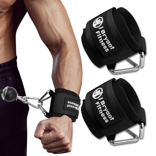 J Bryant Fitness Wrist Cuffs for Cable Machines – Heavy Duty Adjustable Wrist Straps with 7mm Neoprene Padding for Strength Training, Pull Exercises, and Forearm Support (Black, Medium) - Image 1