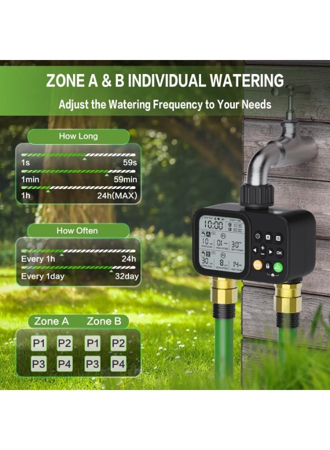 general مؤقت رشاش للخرطوم الخارجي مع شاشة LCD كبيرة - 2 مخرج 8 مؤقتات مياه قابلة للبرمجة مع تأخير المطر ووضع يدوي/تلقائي نظام ري مقاوم للعوامل الجوية للحديقة - Image 3