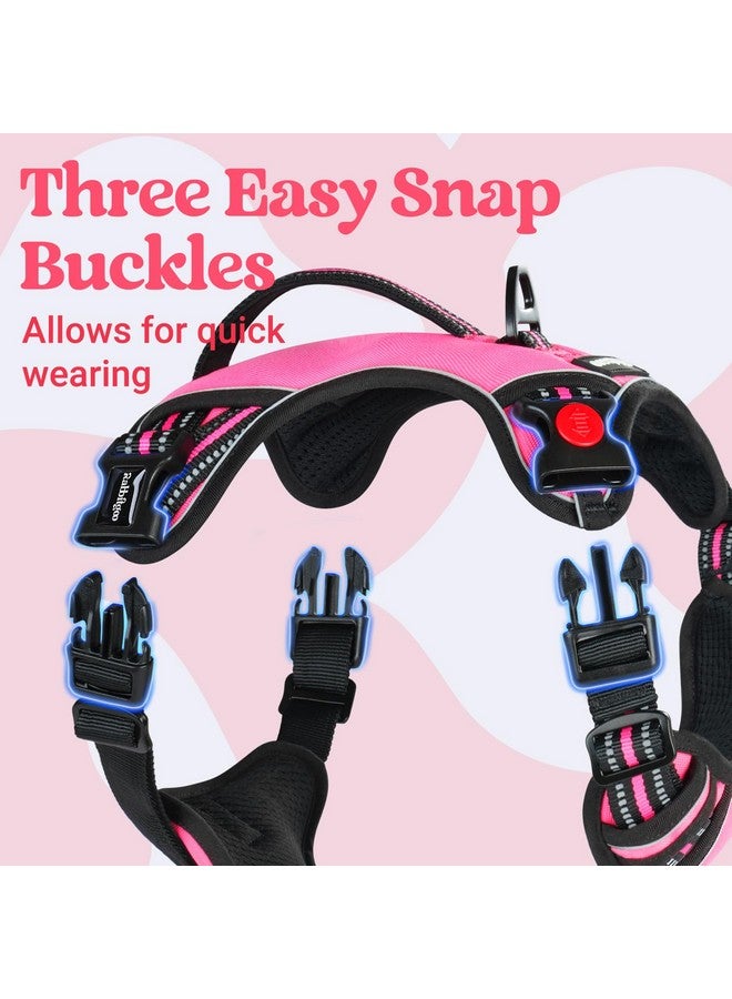 رابيتجو تسخير الكلاب من rabbitgoo للكلاب الكبيرة، تسخير للحيوانات الأليفة بدون سحب مع مقبض مبطن ناعم، سترة عاكسة قابلة للتعديل مع 3 مشابك، تسخير سهل المشي مع مشبكين للمقود، وردي، كبير - Image 4