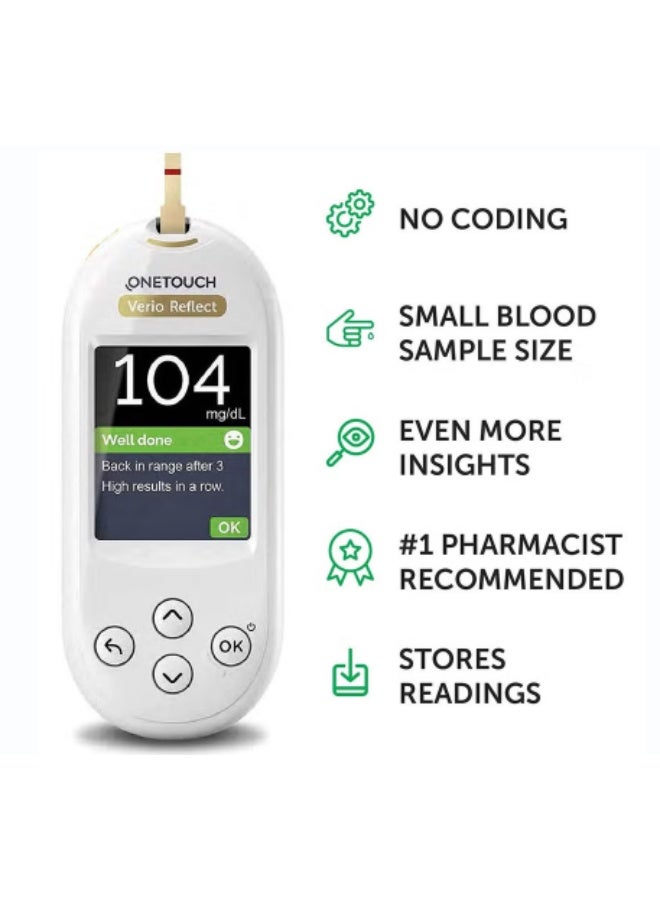 One Touch Ultra OneTouch Verio Reflect Blood Glucose Monitoring System + OneTouch Verio Test Strips 50's + OneTouch Delica Plus Lancets 100's - Offer Pack - Image 2