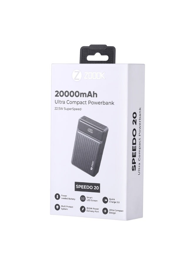 Zoook 20000mAh Fast Charging Power Bank – 22.5W PD 3.0 Portable Charger with USB-C Input and Output, Ultra-Compact Type-C Battery Pack, High-Speed Powerbank for iPhone 16 Pro Max, 15, 14, 13, 12, Samsung Galaxy S24, S23, S22, iPad Pro, AirPods and More, Smart LED Display, Travel-Friendly External Battery in Black - Image 3