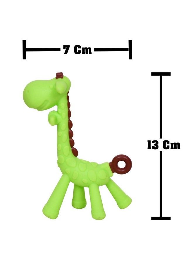BabyGo Baby Silicone Teether Giraffe Teething Toys Hand Chewing Soother Toddler For Baby (Green)  - Image 4