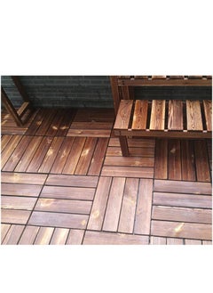 LINGWEI Wooden Interlocking Flooring Tiles Straight Pattern Patio Deck Tiles Solid Wood Pine Deck Tiles For Garden Indoor Outdoor 5pcs  - Image 4