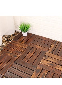 LINGWEI Wooden Interlocking Flooring Tiles Straight Pattern Patio Deck Tiles Solid Wood Pine Deck Tiles For Garden Indoor Outdoor 5pcs  - Image 3