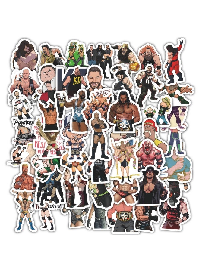 NIBEMINENT 60 Pcs WWE Deco Kit Waterproof Stickers, High Definition Printing Bright Colors, Suitable for Laptop Skateboard Luggage Water Bottle Guitar DIY  - Image 2