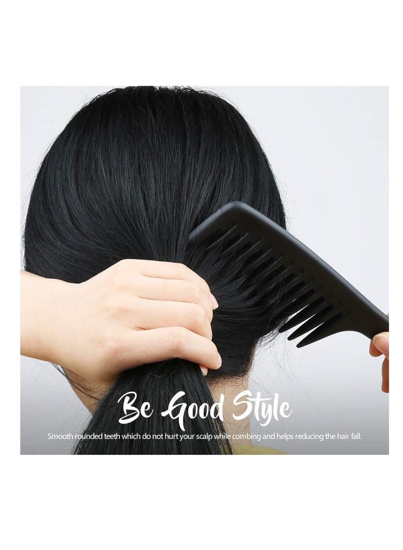 LA PERLA TECH  Wide Tooth Detangling Handgrip Paddle Hair Comb for Long Hair (Black) - Image 3