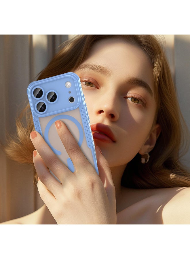 غطاء حمايه لهاتف ايفون 17 برو جراب ارمور مغناطيسي ياتي بحواف مرتفعة حول الشاشة وعدسة الكاميرا تساعد على منع الخدوش - ازرق - Image 3