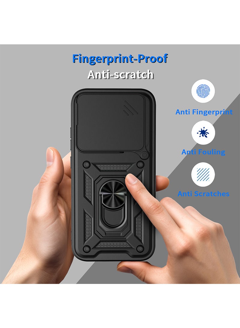غطاء هاتف لـ Xiaomi Poco X8 Pro مع غطاء للكاميرا وحامل حلقي، وحامل سيارة مغناطيسي متوافق، وغطاء واقي صلب من الخلف وحواف ناعمة مقاوم للصدمات - Image 4