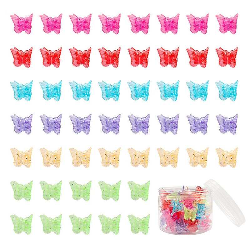 50 Packs Assorted Color Butterfly Hair Clips Beautiful Mini Butterfly Hair Clips Hair Accessories for Women and Girls Transparent Pure Color