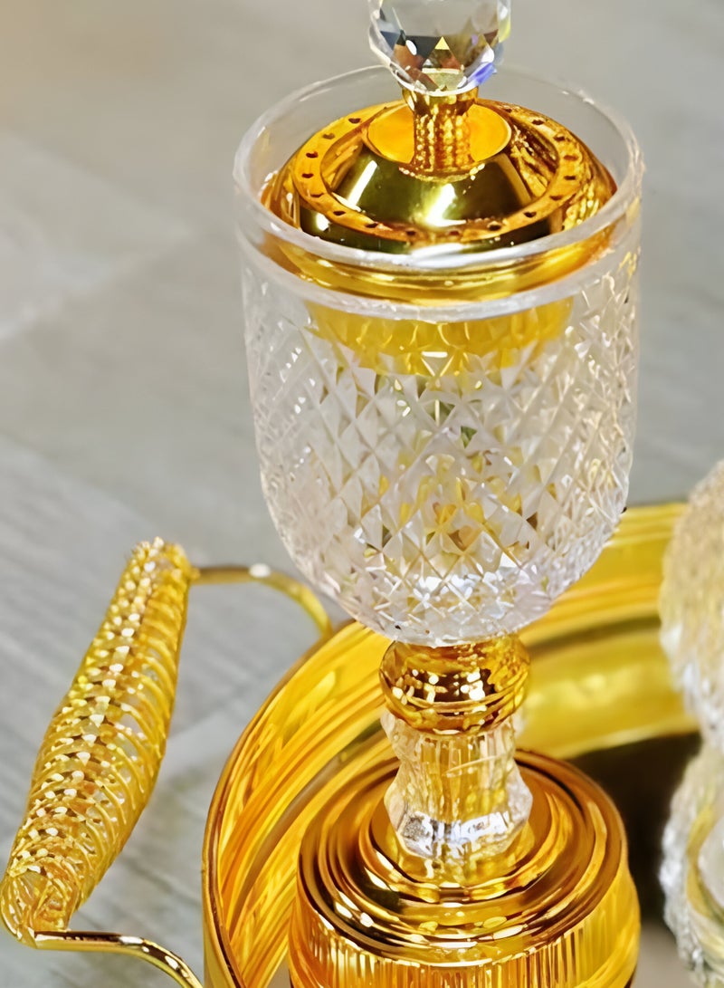 Bakhoor BoSidin Elegant Design Glass Incense Burner Set Arabic Oud Censer Bakhoor Perfume Holder for Home and Office Fragrance - Image 2