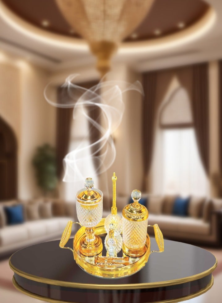 Bakhoor BoSidin Elegant Design Glass Incense Burner Set Arabic Oud Censer Bakhoor Perfume Holder for Home and Office Fragrance - Image 3