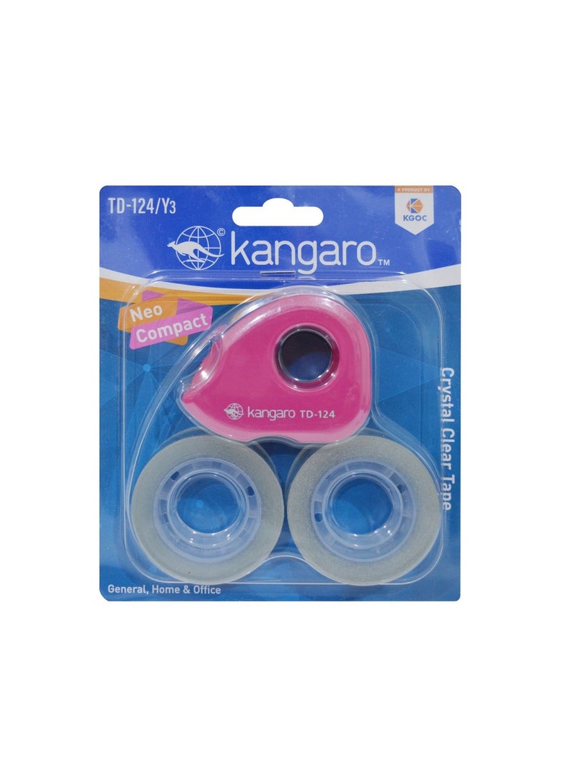 Desk Essentials CC-110 Crystal Clear Tape Dispenser Blister | Handy & Smart | Strong Adhesion & Easy to Refill | Tape Included | Purple, Pack of 4 | Color May Vary