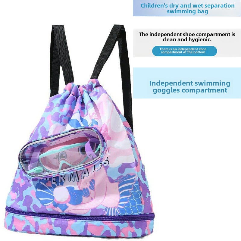 Generic Child Pool Beach Backpack Wet-Dry Separation Purple large (with independent swimming goggles independent shoe warehouse) 