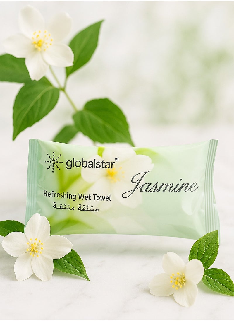 globalstar Globalstar Jasmine-Scented Refreshing Wet Towels – Premium Cotton Wet Wipes for Daily Hygiene & Freshness – Available in 20, 40, 60 Pcs  - Image 3
