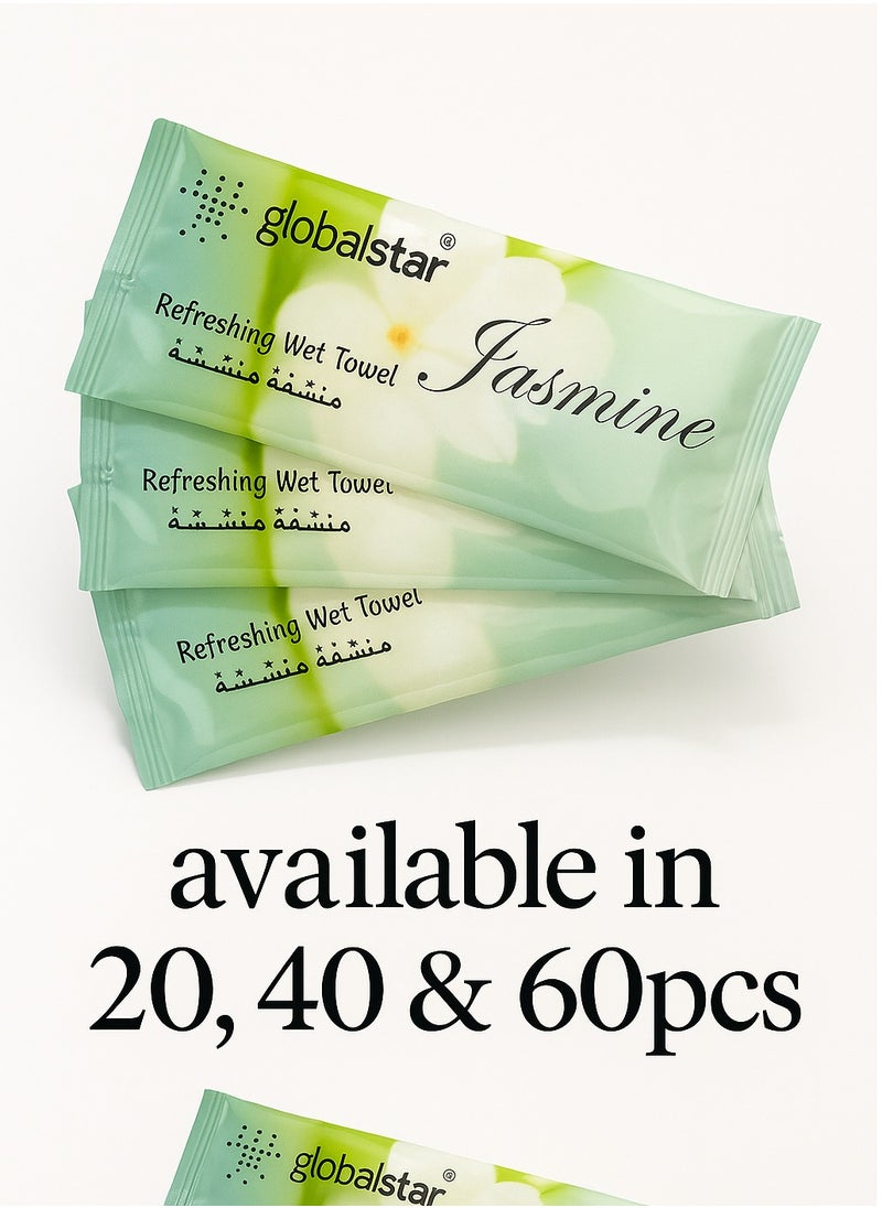 globalstar Globalstar Jasmine-Scented Refreshing Wet Towels – Premium Cotton Wet Wipes for Daily Hygiene & Freshness – Available in 20, 40, 60 Pcs  - Image 5