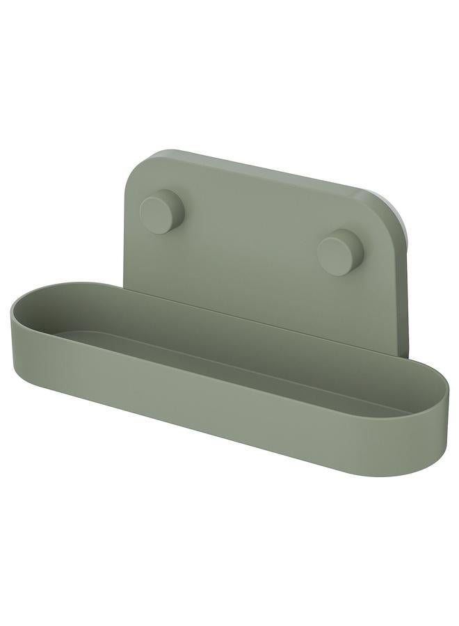 Wall shelf with suction cup, grey-green, 28 cm - Image 1
