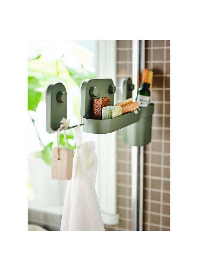 Wall shelf with suction cup, grey-green, 28 cm - Image 4