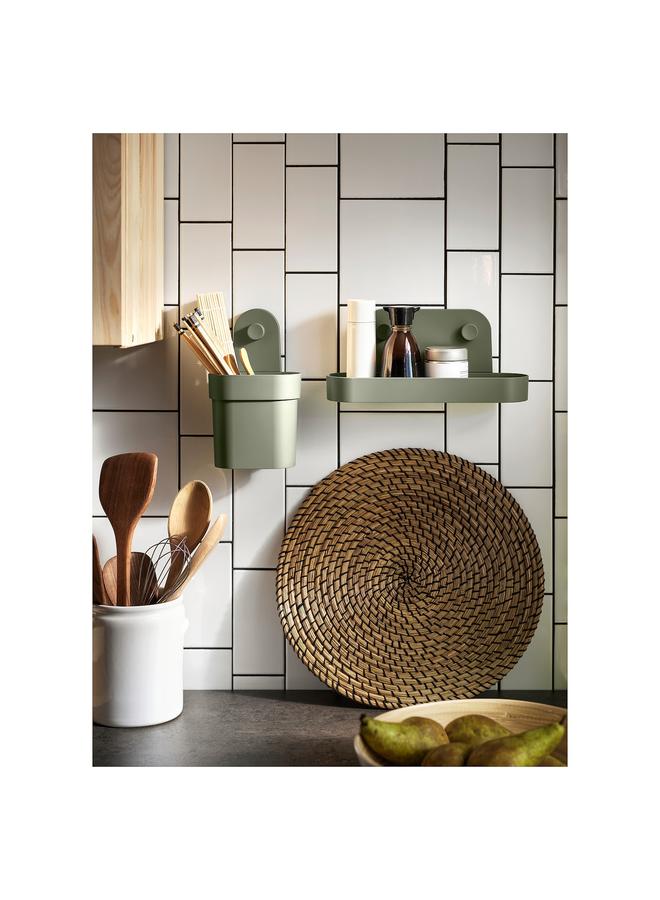 Wall shelf with suction cup, grey-green, 28 cm - Image 3