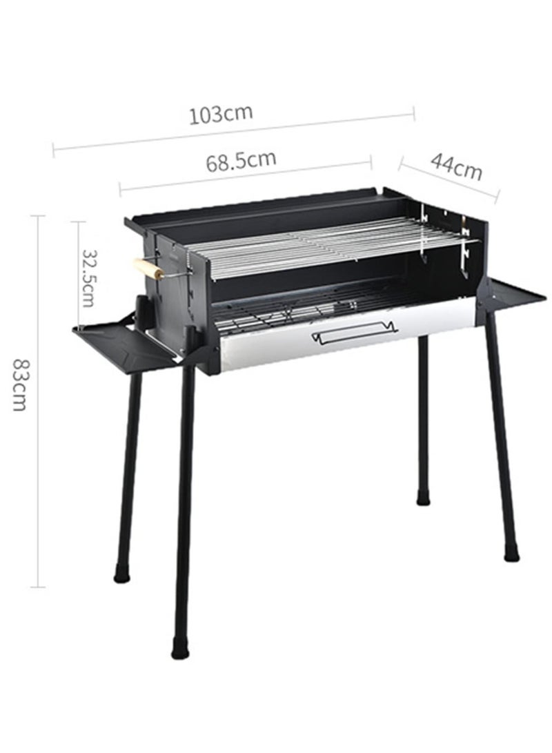 والالا شوايات الفحم للشواء، شواية محمولة، مجموعة شواء كباب، رف تخزين قابل للطي، درجة حرارة قابلة للتعديل بثلاث سرعات، شواية مقاومة للرياح، موقد شواء خارجي معدني كبير الحجم، أسود - Image 2