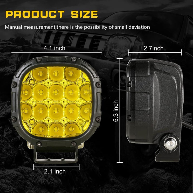 BIGLION.X 4 Inch Pair 160W 18800LM Amber Fog Lights Offroad Pod Lights - Image 5