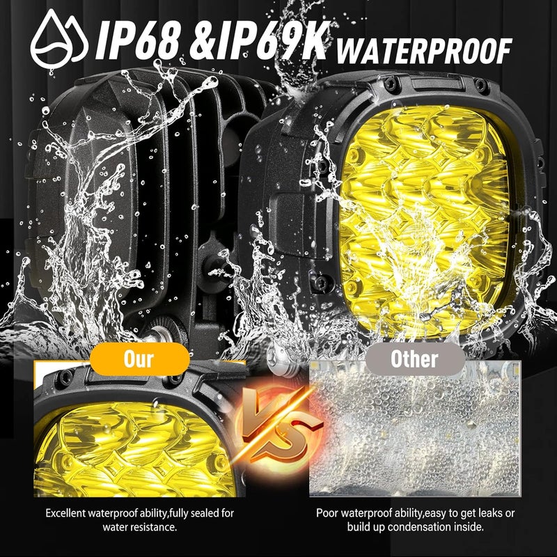 BIGLION.X 4 Inch Pair 160W 18800LM Amber Fog Lights Offroad Pod Lights - Image 2