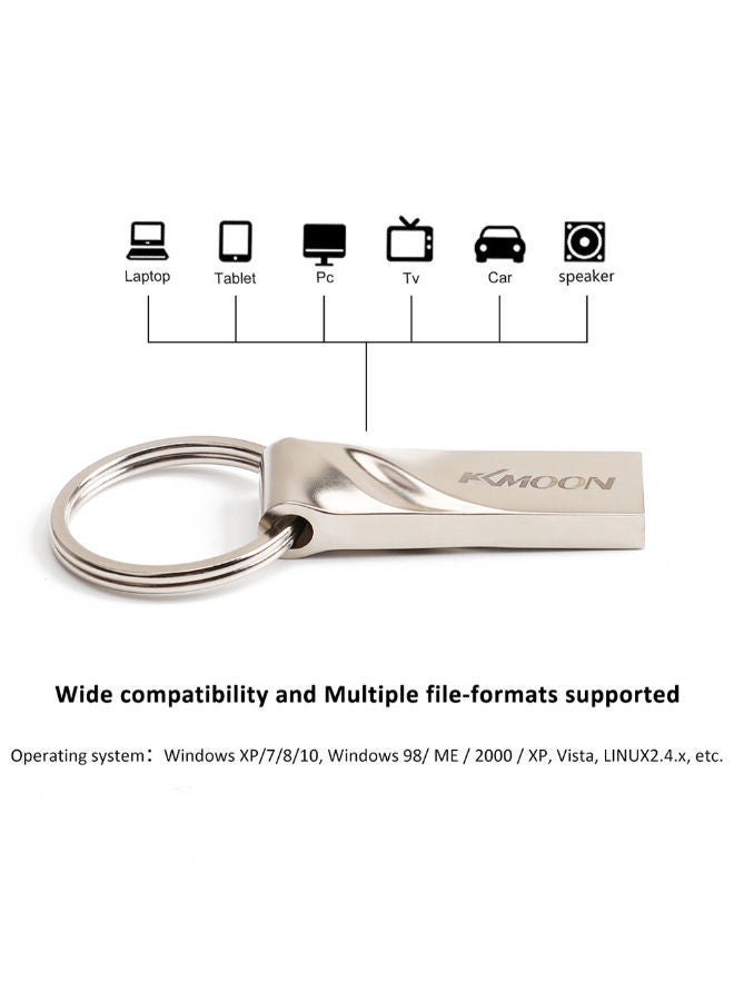 NIBEMINENT Waterproof USB 2.0 Flash Drive With Key Ring C7172S-64-L Silver - Image 2