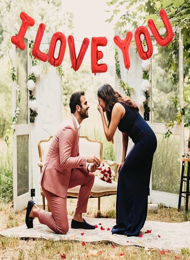 TONIFUL 16 Inch I Love You Balloons Valentine’s Day Decoration Letter Foil Balloons - Perfect for Romantic Valentine's Day Wedding Bridal Shower Anniversary Engagement Party Supplies（Red） - Image 5