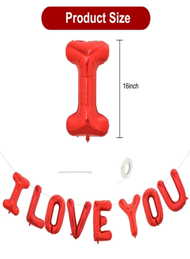 TONIFUL 16 Inch I Love You Balloons Valentine’s Day Decoration Letter Foil Balloons - Perfect for Romantic Valentine's Day Wedding Bridal Shower Anniversary Engagement Party Supplies（Red） - Image 2
