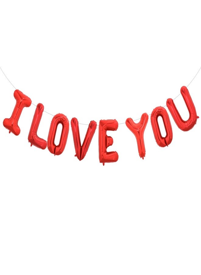 TONIFUL 16 Inch I Love You Balloons Valentine’s Day Decoration Letter Foil Balloons - Perfect for Romantic Valentine's Day Wedding Bridal Shower Anniversary Engagement Party Supplies（Red） - Image 1